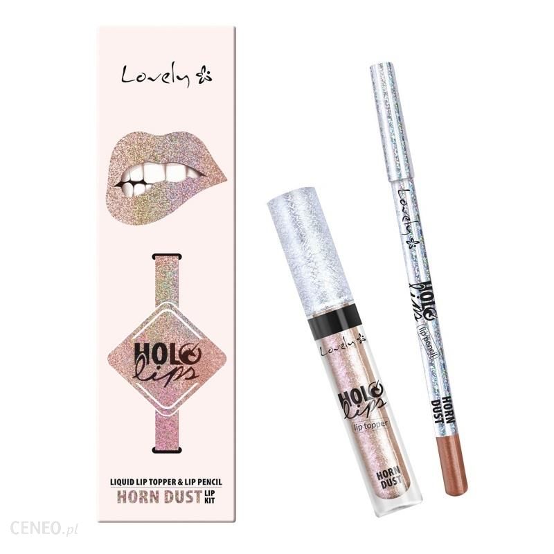 lovely Holo Lips Liquid Lip Topper&Lip Pencil wielofunkcyjny zestaw do makijażu ust 1 Horn Dust