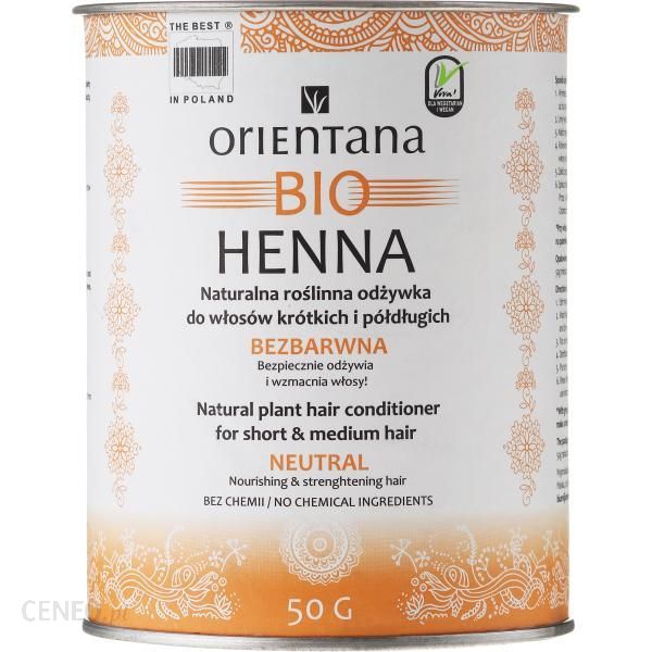 Orientana Odżywka Bio Henna Bezbarwna Odżywka do Włosów Krótkich i Półdługich 50g
