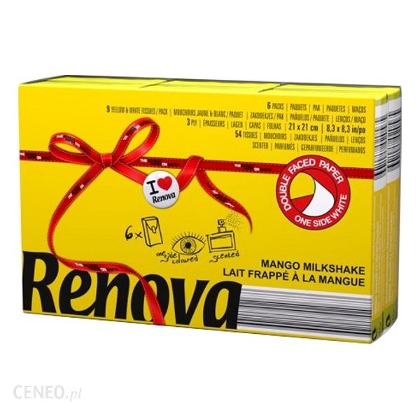 RENOVA 6x10szt Żółte Red Label Chusteczki Higieniczne o zapachu koktajlu z mango